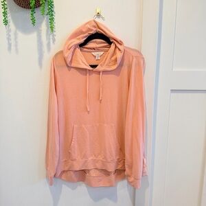 Weatherproof Vintage Women's Pastel Orange Gingham Lightweight Hoodie Size Large